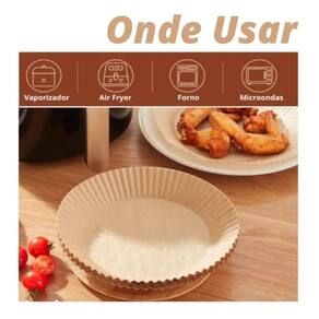 Forro de papel anti gordura para airfryer kit com 50 formas