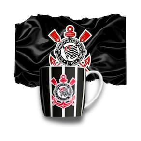 Caneca Porcelana Xicara Cafe Corinthians Democracia 360ml Time do Coração Torcida