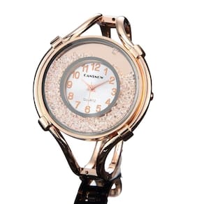 Relógio feminino bracelete luxo cobre brilhante