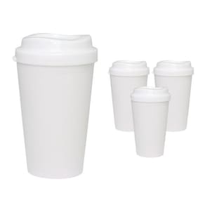 Kit 4 copos mug branco 320ml plástico premium
