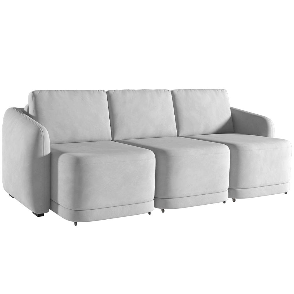 Sofá Cama para Sala de Estar 3 Lugares 246cm Montserrat K01 Veludo Cinza - Lyam Decor