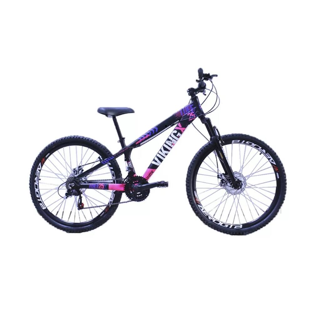 Bicicleta Viking Aro 26 Aero Cambio Importado Preto Rosa