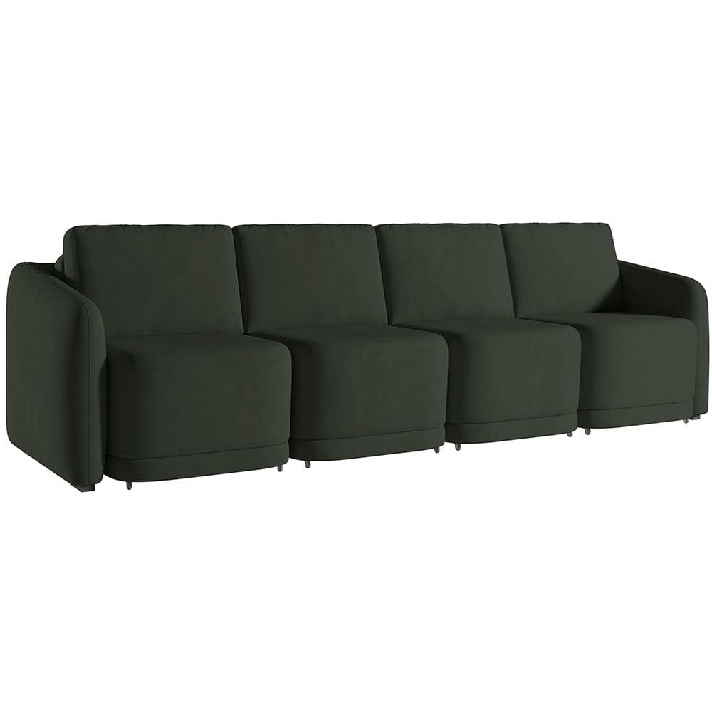 Sofá Cama para Sala de Estar 5 Lugares 436cm Montserrat K01 Veludo Verde - Lyam Decor