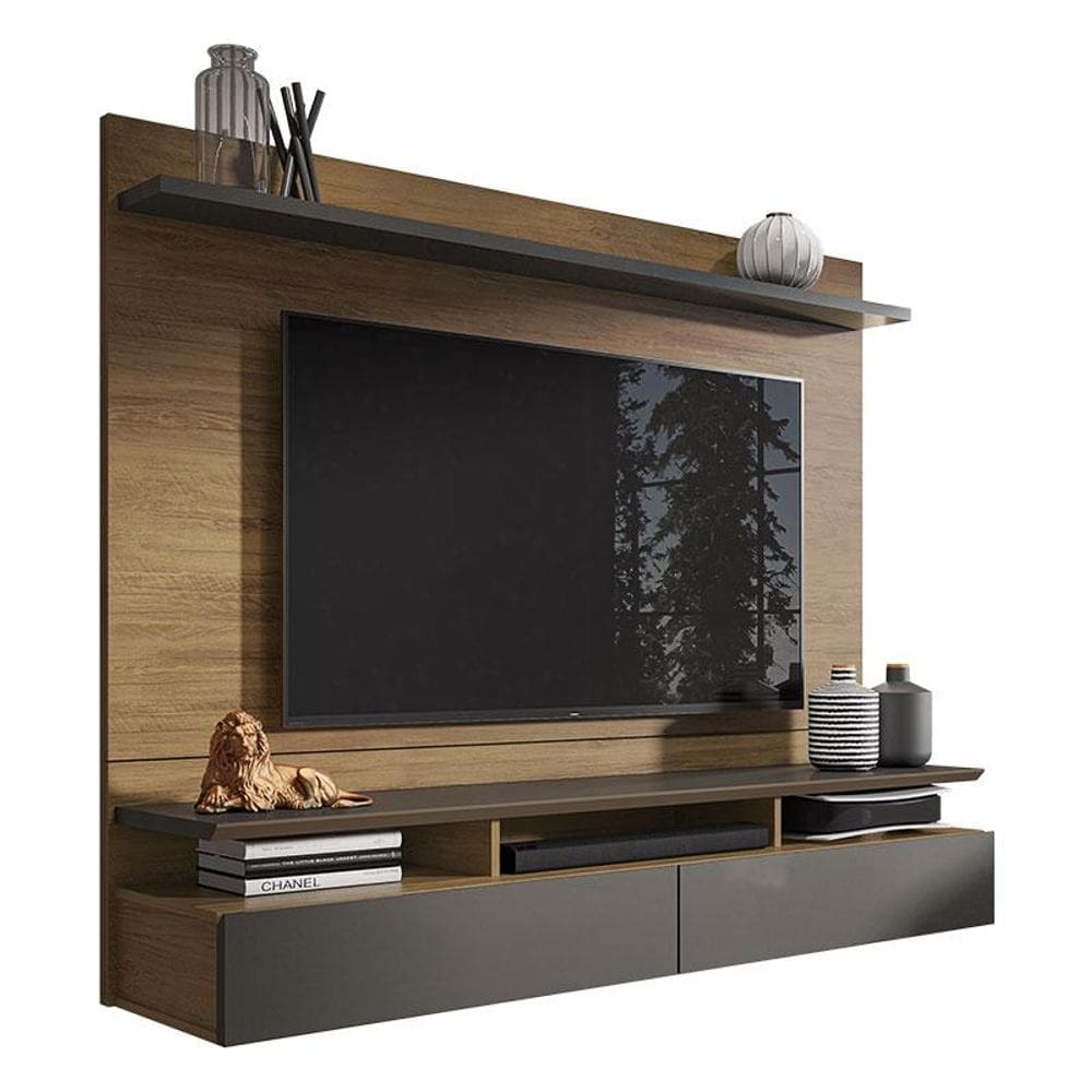 Painel para Tv Home Suspenso Noruega Freijó Grafite Perolizado - Móveis Leão