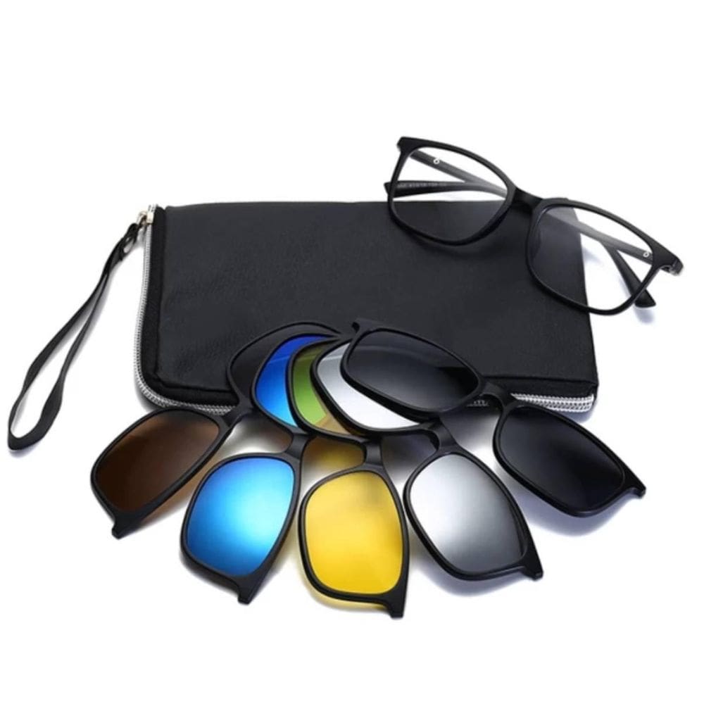 Com clip on 6 em 1 quadrado polarizado uv