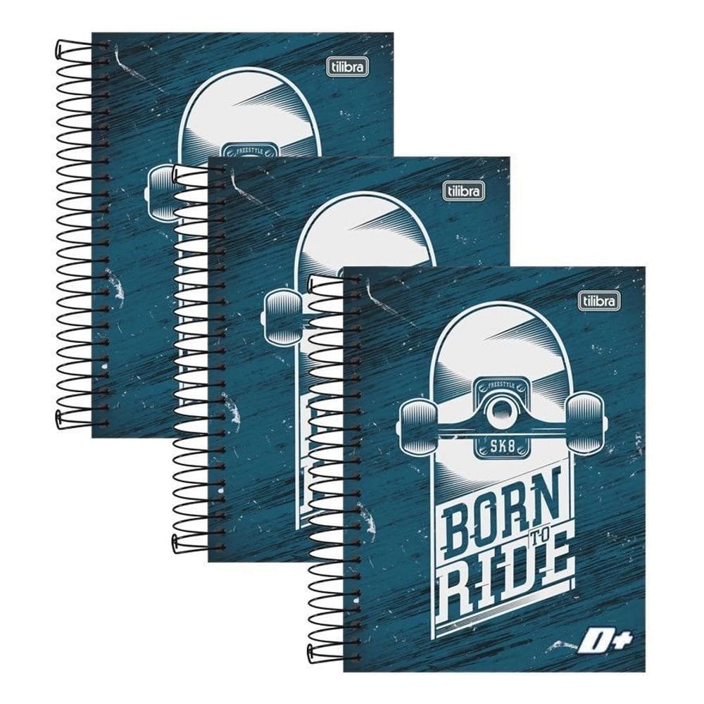 Caderno uni 1 matéria 96 folhas capa kit 3