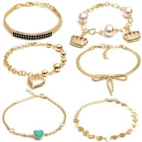 Kit 10 pulseiras folheadas douradas feminina 21 cm