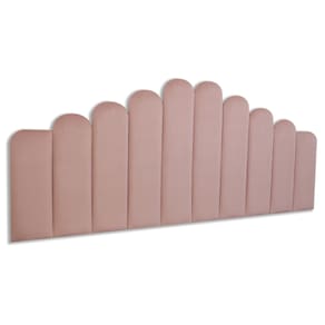 Cabeceira King Estofada Kit 10 Placas Concha - Veludo Nude