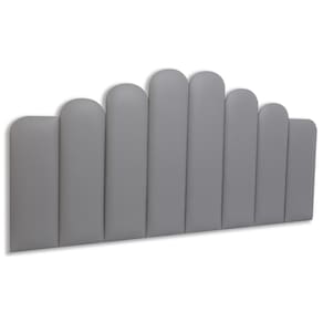 Cabeceira Queen Estofada Kit 8 Placas Concha - Courino Cinza