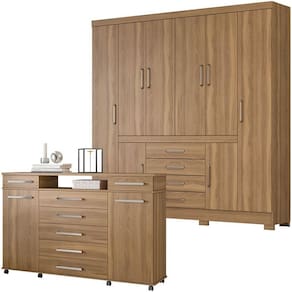 Cômoda London e Guarda Roupa Casal New Realce Tulipa Amendola – Demóbile