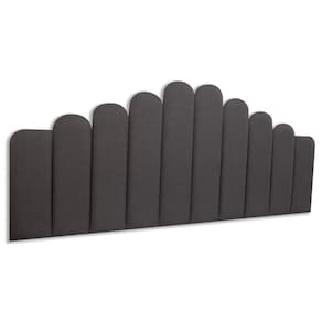 Cabeceira King Estofada Kit 10 Placas Concha - Linho Cinza Escuro