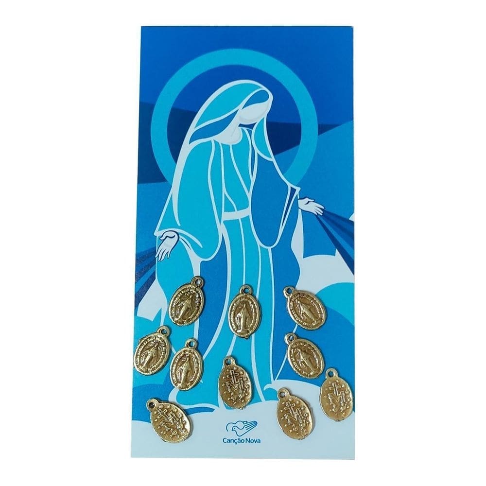 Kit medalhas nossa senhora das graças ouro velho 10 unidades