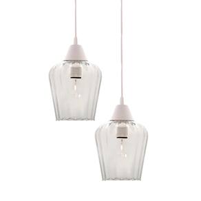 Lustre Pendente Layla PP Canelado Transparente Duplo 2xE27 Bivolt Taschibra