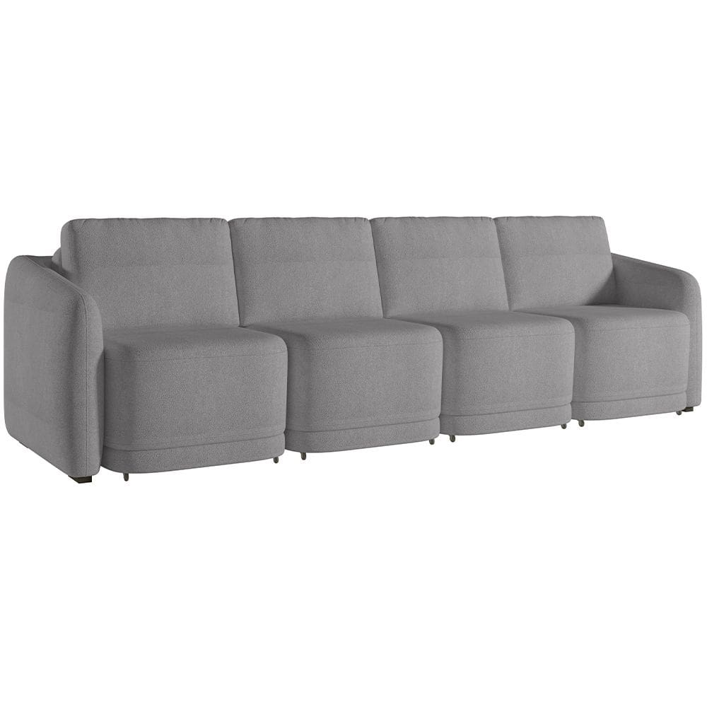 Sofá Cama para Sala de Estar 5 Lugares 436cm Montserrat K01 Bouclê Cinza - Lyam Decor