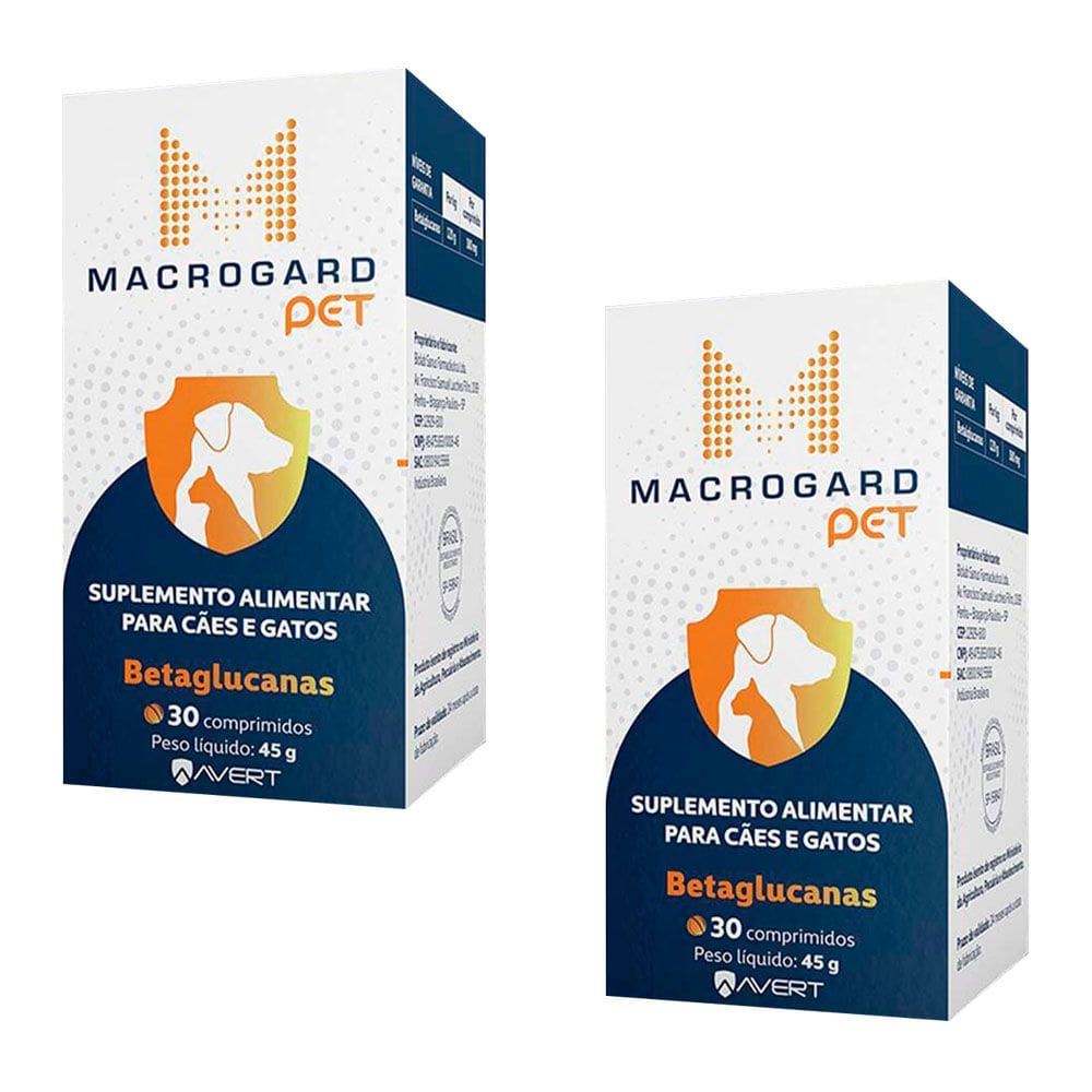 Kit 2 Suplementos Macrogard Pet Cães e Gatos Avert C/30 Comprimidos