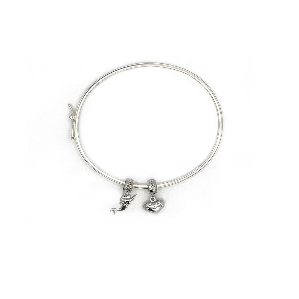 Bracelete Sereia E Coração Prata