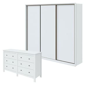 Guarda Roupa Spazio 270 e Cômoda Maggiore Branco Brilho - Lopas