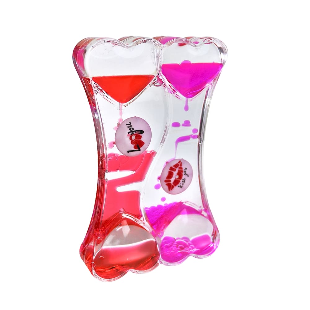 Ampulheta de Óleo Liquido Com Temporizador Coração Duplo