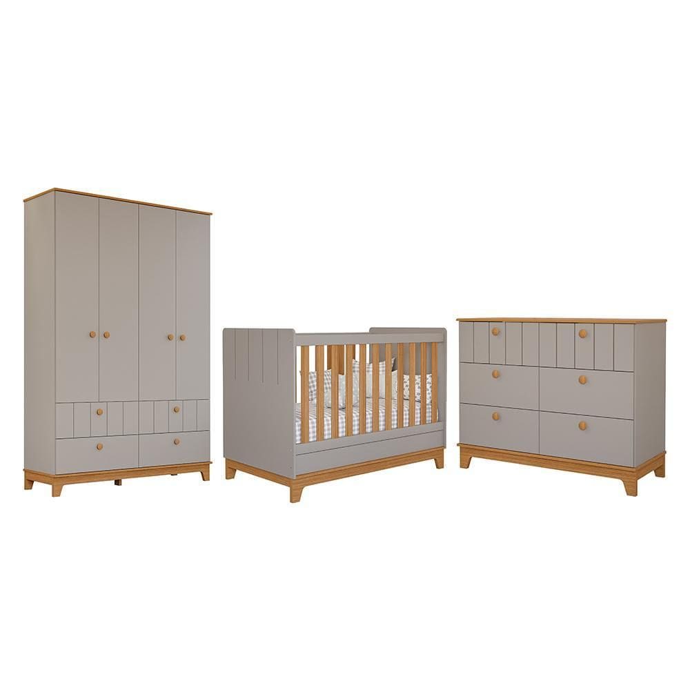 Dormitório Infantil Biscoito Guarda Roupa, Cômoda e Berço - Permóbili Baby