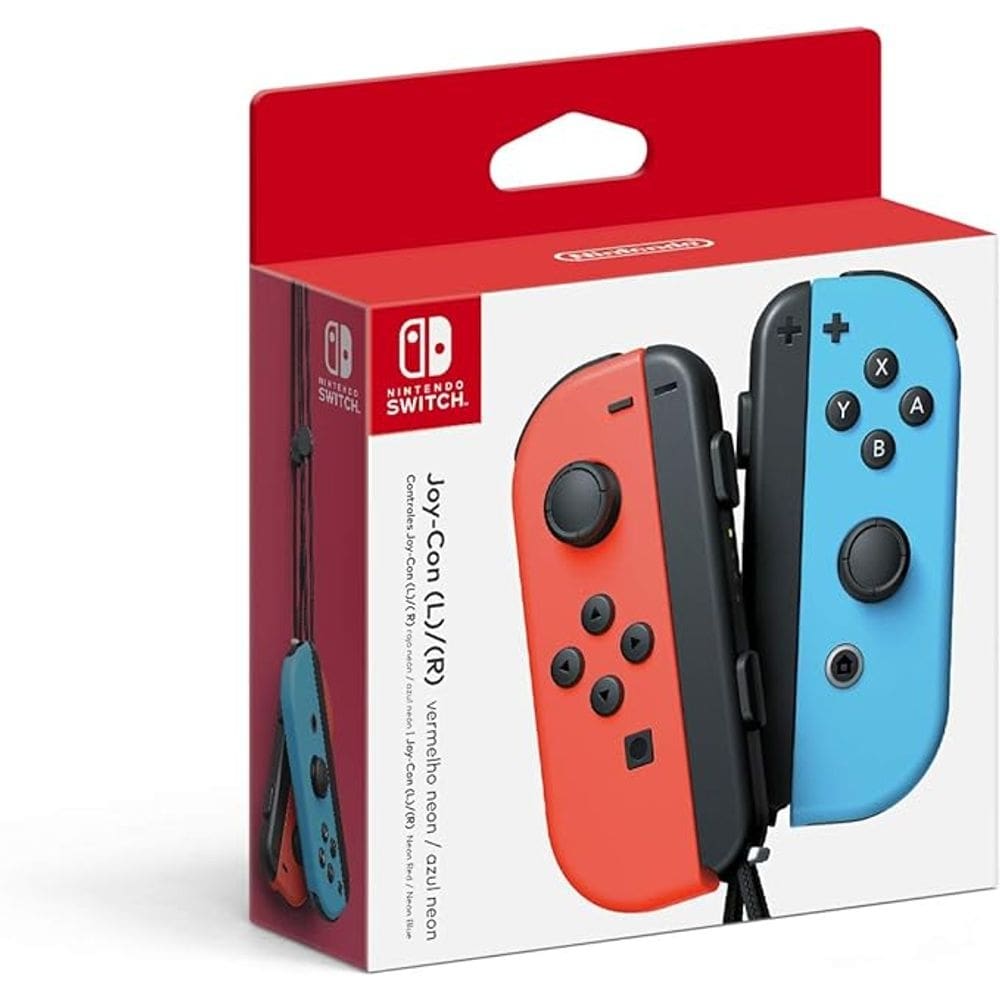Controle Nintendo Switch Joy-Con - Neon Vermelho e Azul