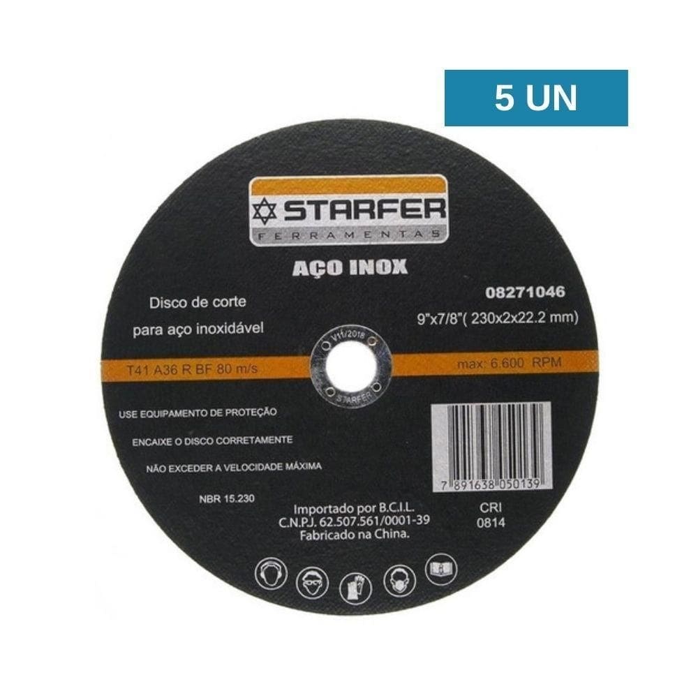 Disco de corte inox 9 x 7/8 starfer 5