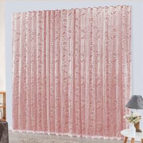 Cortina charme em renda com voal 4,00 x 2,50 varão vermelha