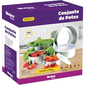 Acessório para casa conjunto potes aço inox 5 pcs