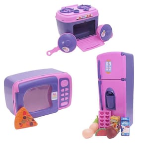 Kit infantil frutinha geladeira fogão microonda panela 37 pç