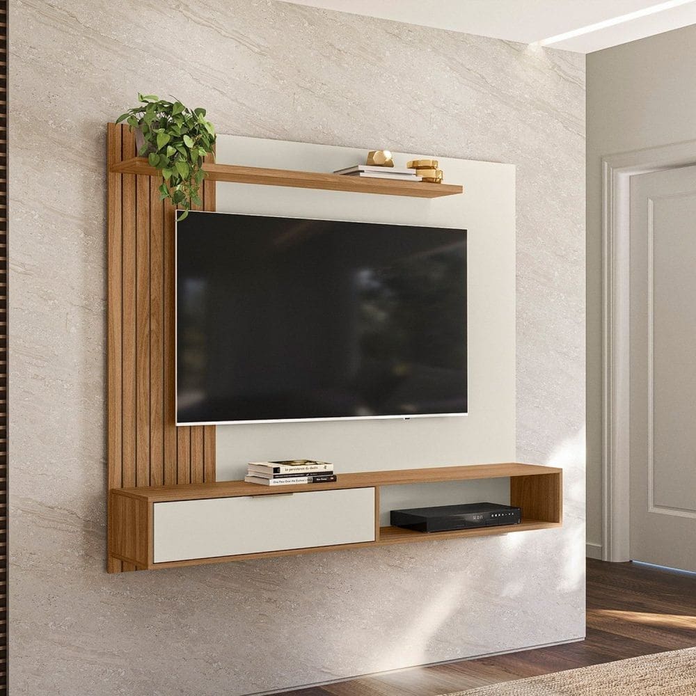 Painel para Tv até 65 Polegadas Berlim marrom/branco off