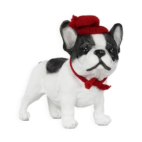 Figura Natalina Bulldog Francês de Resina BravaDecor