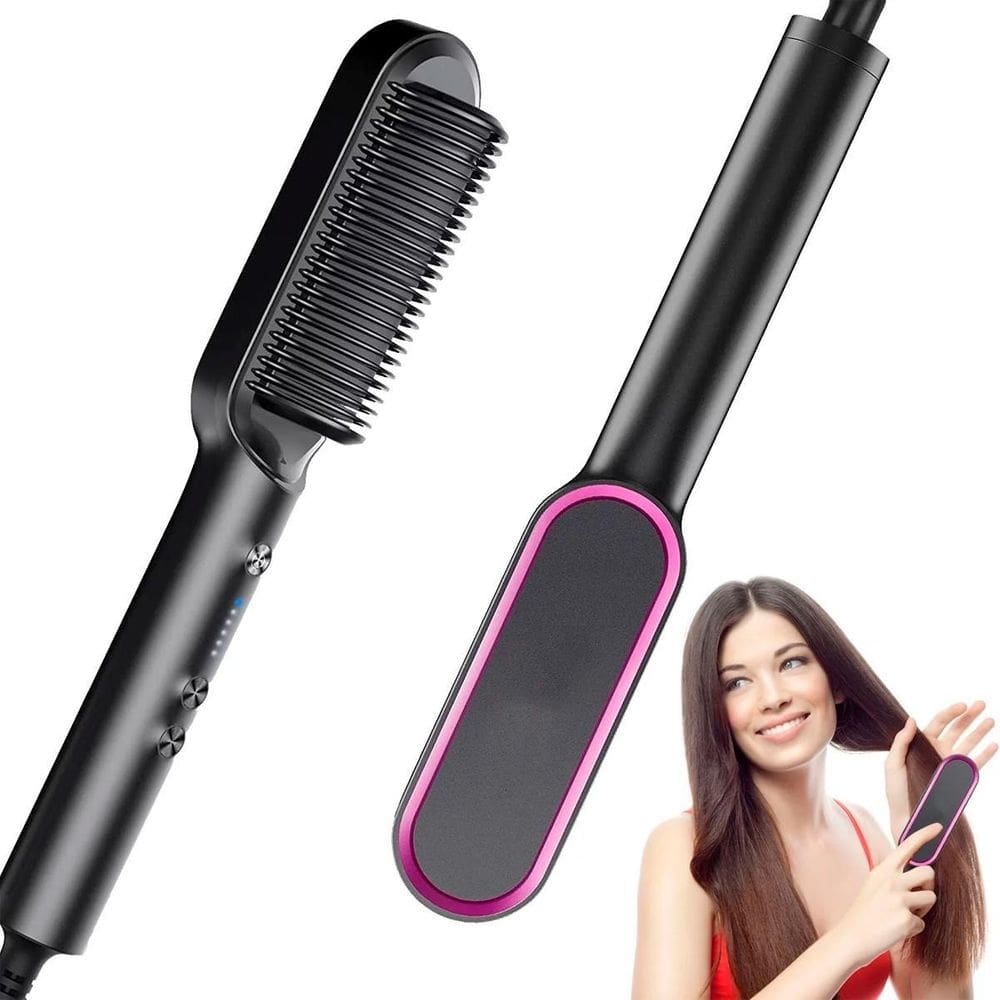 Escova 3 Em 1 Chapinha Pente Modela Cabelo 110/220V Bivolt