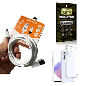 Kit capinha samsung a53 com cabo turbo e película de vidro