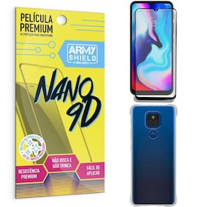 Kit moto e7 plus película premium nano 9d+capa anti impacto