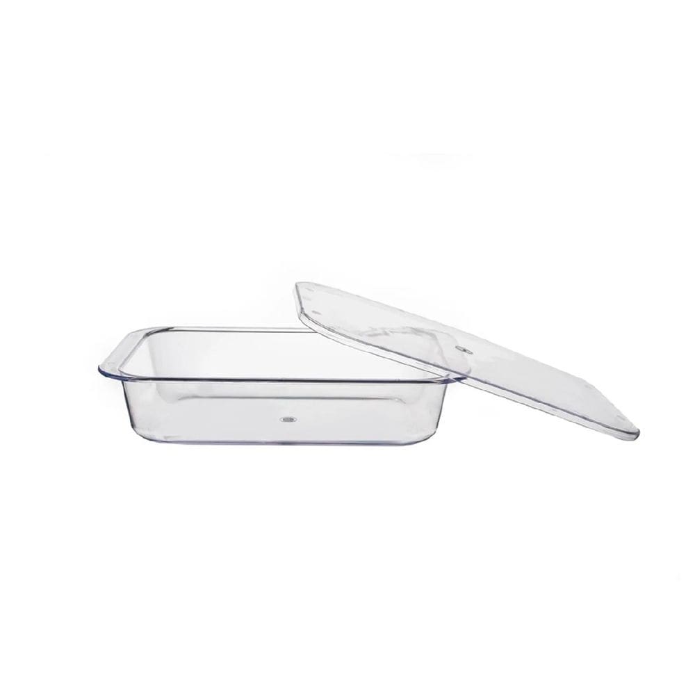 Kit 12 Travessa Retangular Cristal Transparente Tampa 14x21