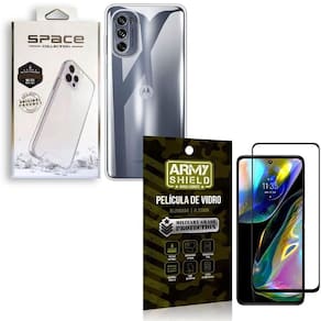 Capa space collection moto g82 + película 3d armyshield