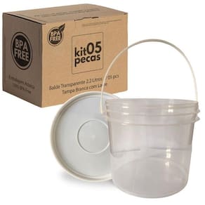 Balde transparente 2.2l para escalda pés comprar 5 pçs