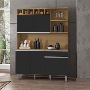 Armário para Cozinha Kit Alice Amendoa Preto - AJL