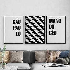 Kit 3 quadros são paulo mano do céu 33x24cm - com vidro