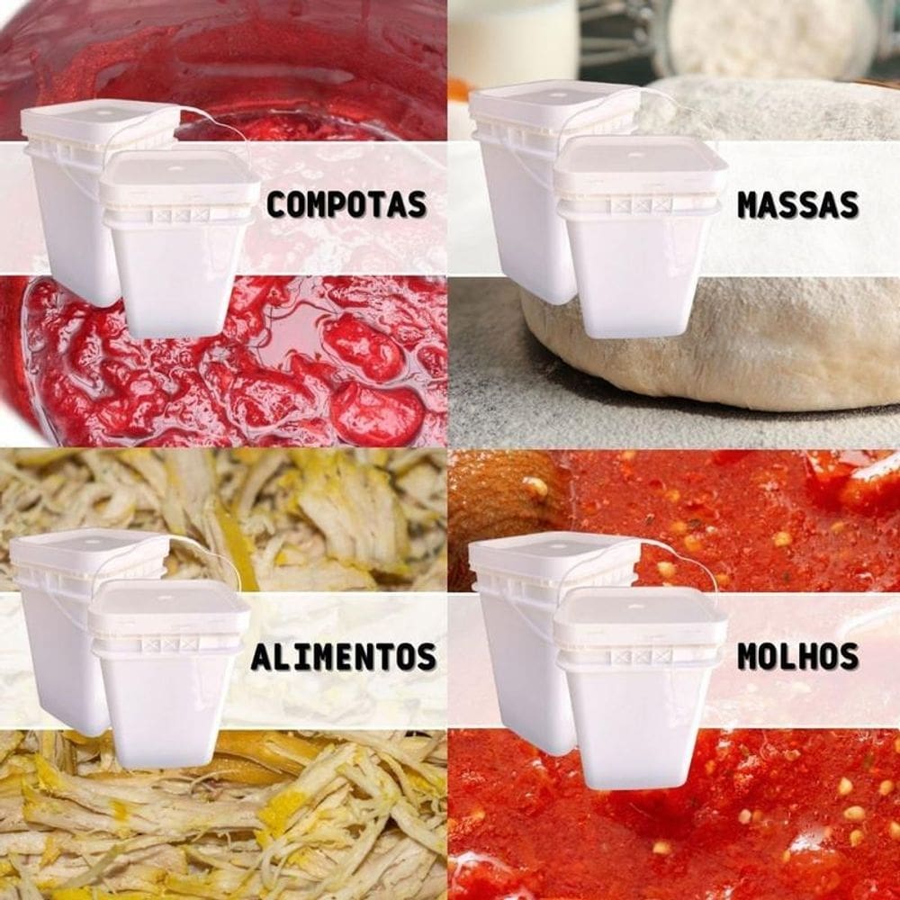 Balde p massinha 20l retangular - kit 04 pçs