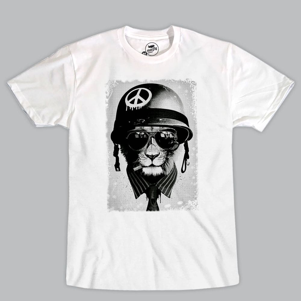 Camiseta Masculina Gato Soldado
