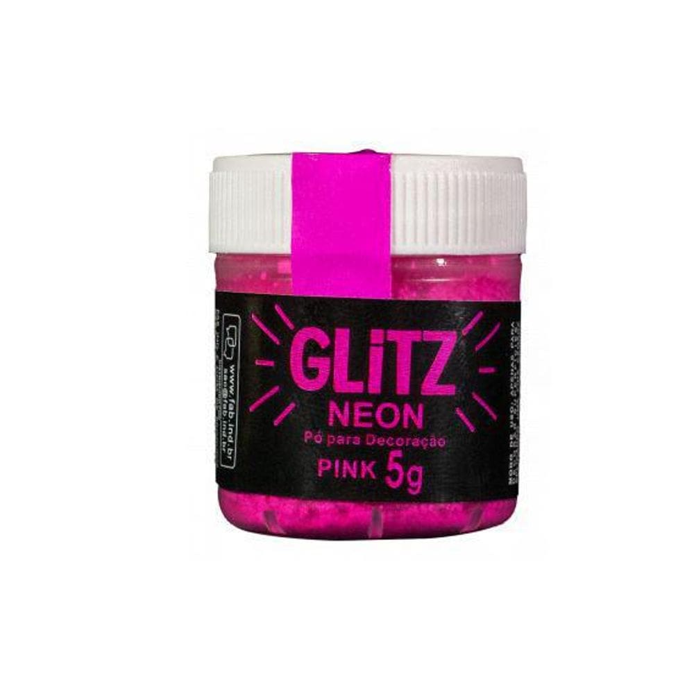 Corante em pó neon glitz fab brilho para decoração pink