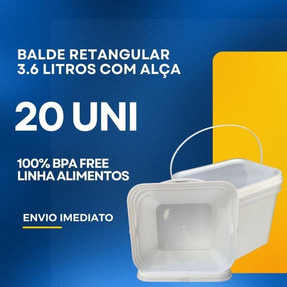 Balde retangular 3.6l para massinha - 20 pçs