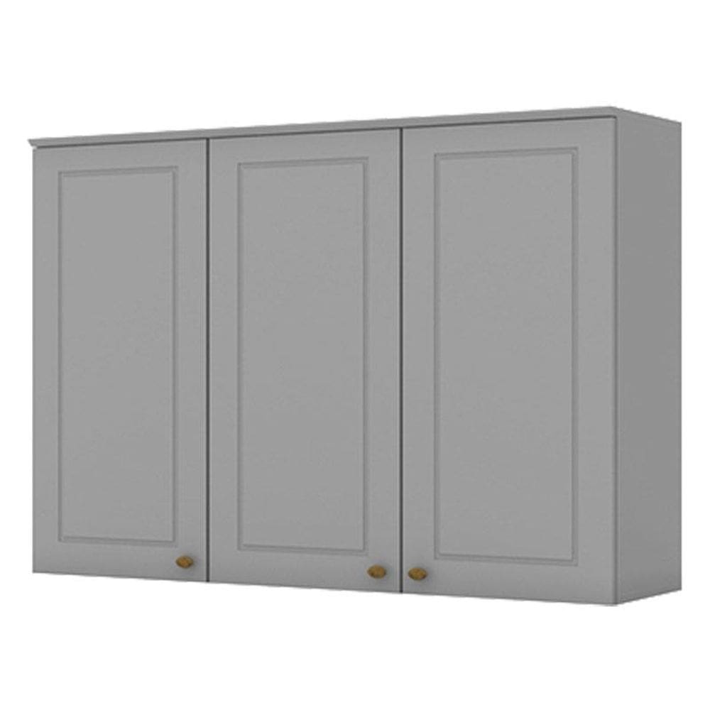 Armário Aéreo 3 Portas 120 cm Nova York Cinza – Henn