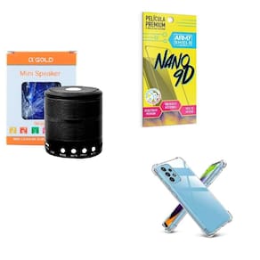 Kit caixa de som + capinha motorola g53 5g + película 9d