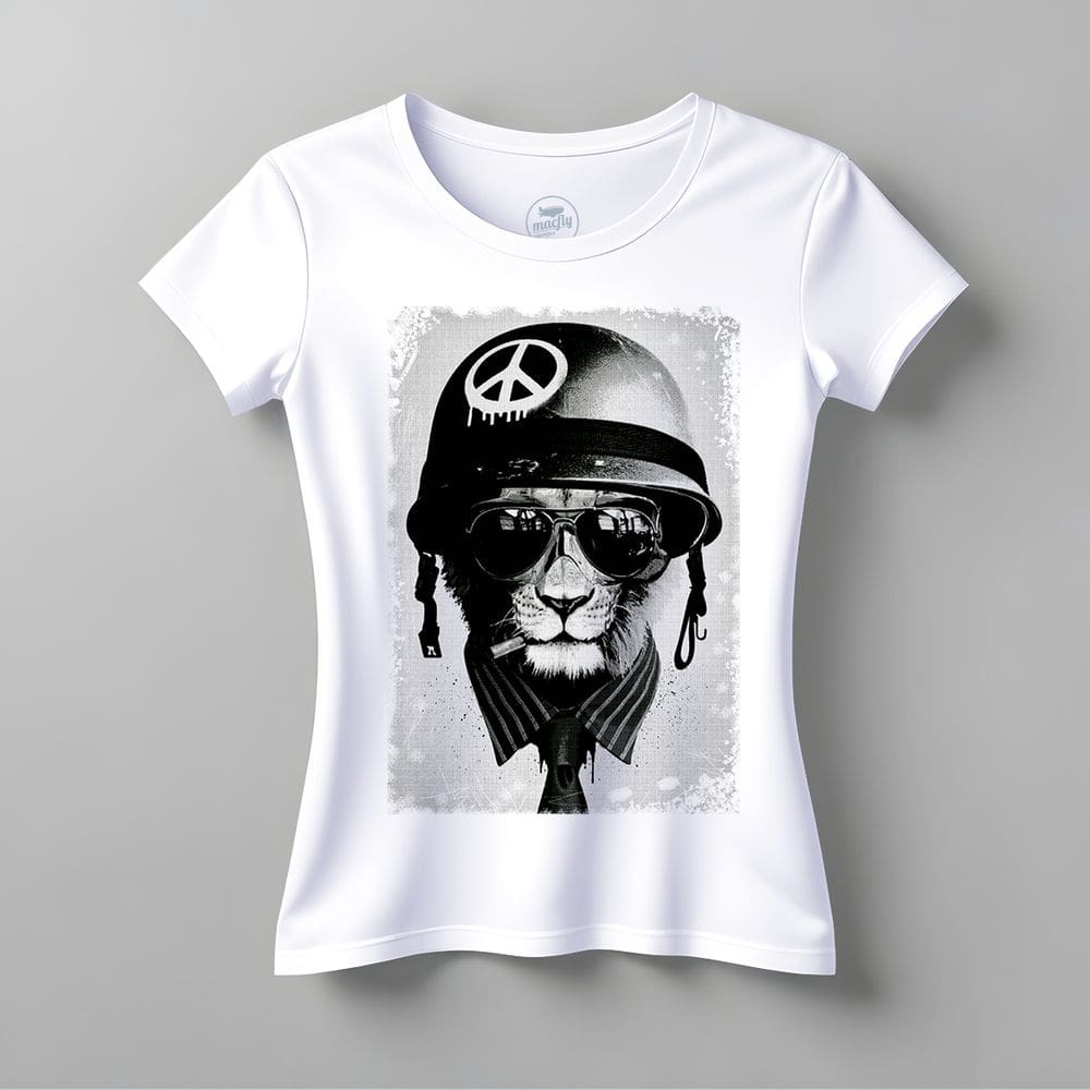 Camiseta Feminina Gato Soldado