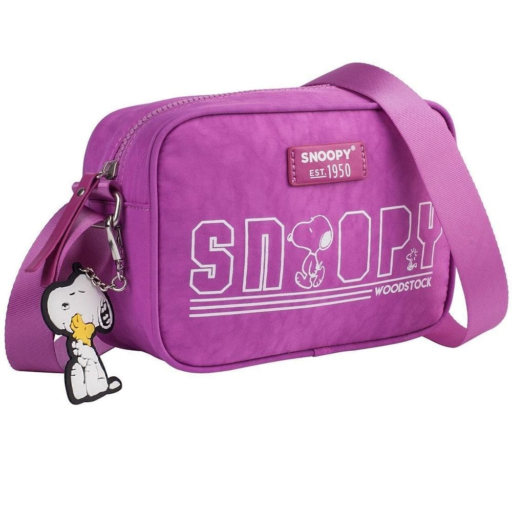 Bolsa snoopy retangular sp2378 transversal feminina em nylon