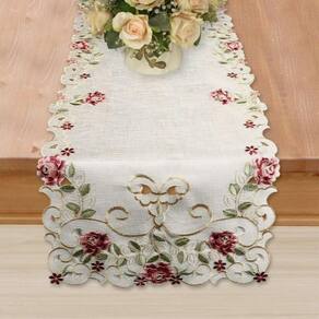 Trilho de mesa floratta 40x2,20cm - bordado - 100% poliéster