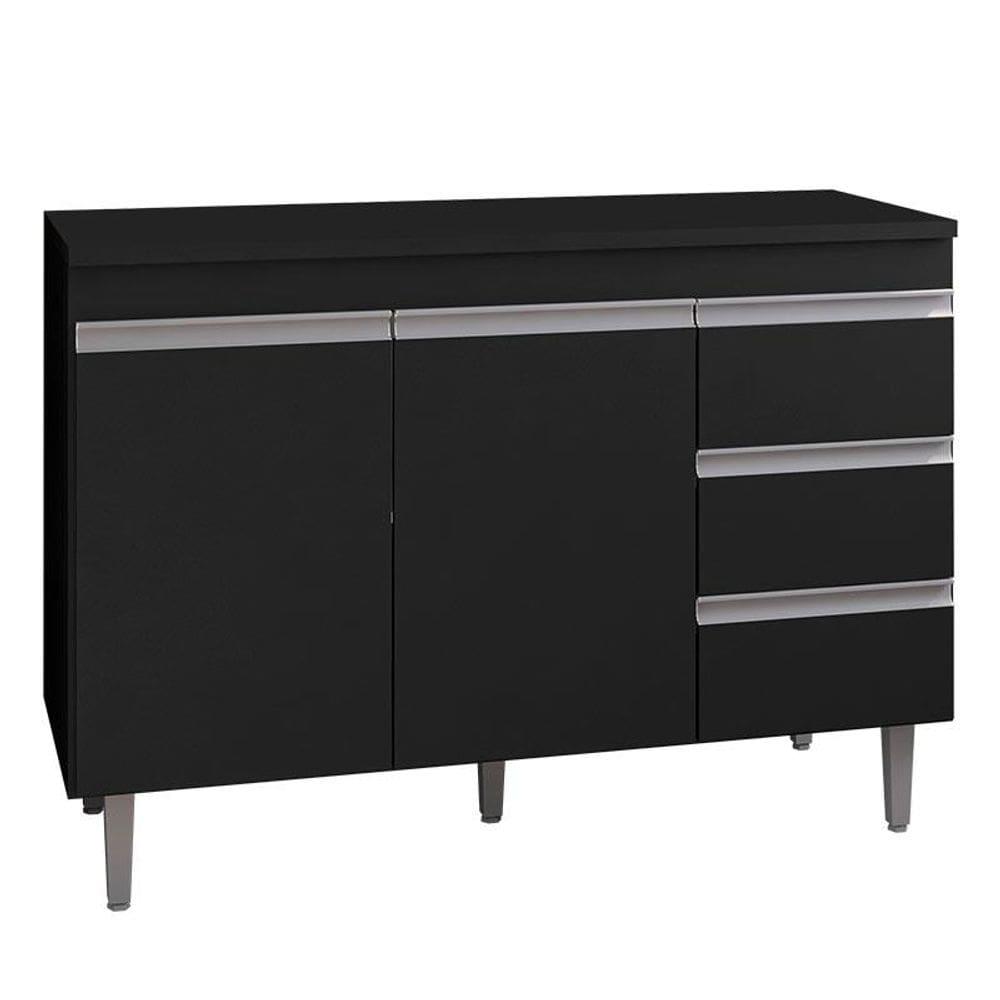 Balcão de Cozinha Andréia com Tampo 120 cm Preto Fosco - AJL
