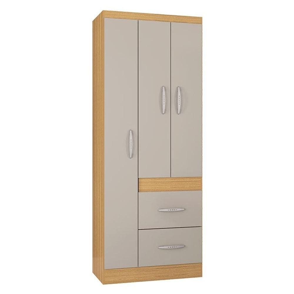 Guarda Roupa Solteiro Milão 3 Portas Damasco Off White – Poquema