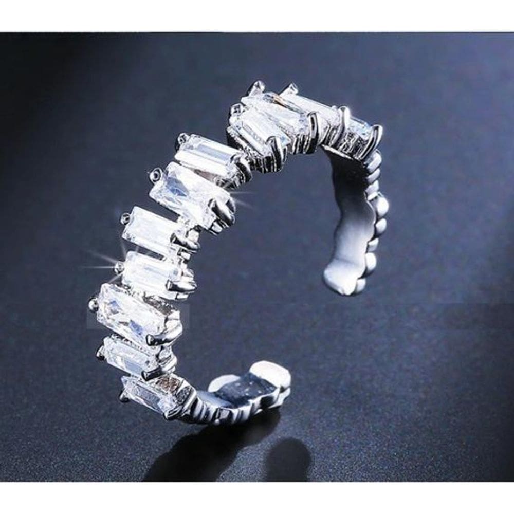 Anel ajustável ródio/ouro | zircônia | caixa presente